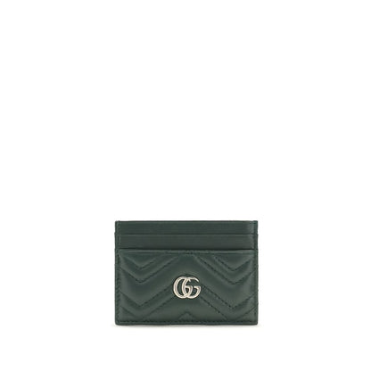Gucci Green Leather Chevron Cardholder Wallet