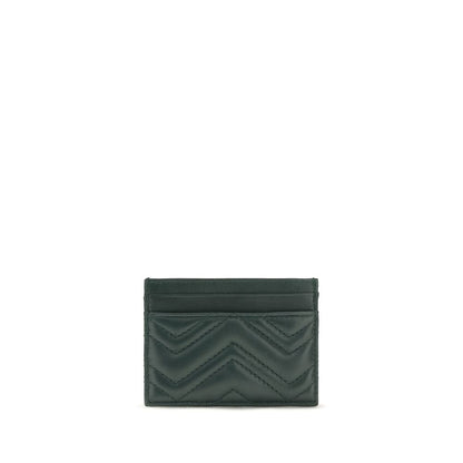 Gucci Green Leather Chevron Cardholder Wallet