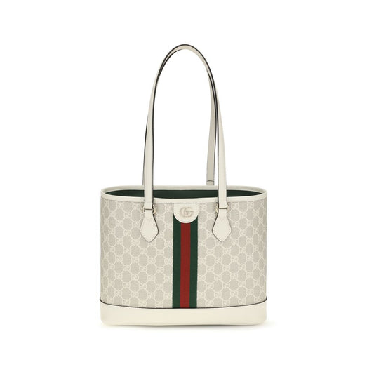 Gucci Beige & White GG Medium Ophidia Tote Bag