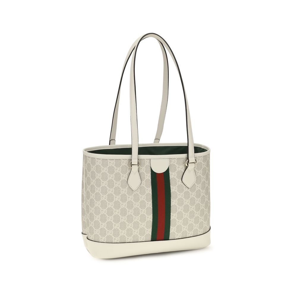 Gucci Beige & White GG Medium Ophidia Tote Bag