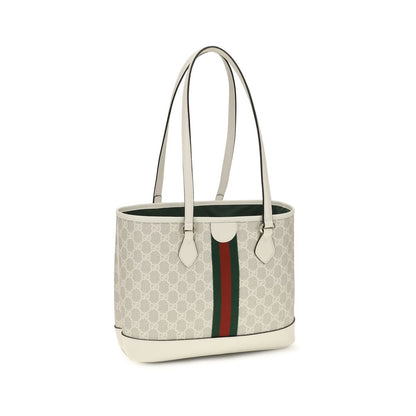 Gucci Beige & White GG Medium Ophidia Tote Bag