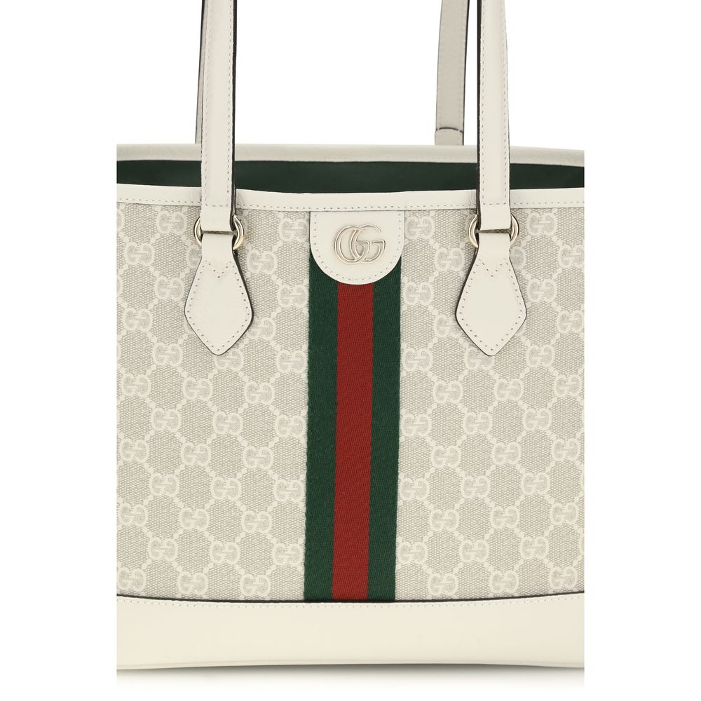 Gucci Beige & White GG Medium Ophidia Tote Bag