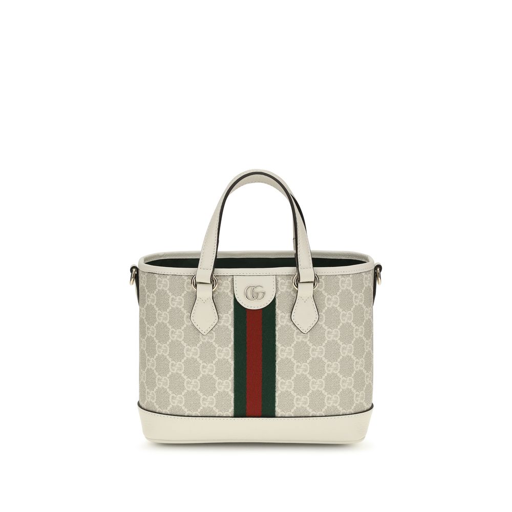 Gucci Beige and White GG Canvas Ophidia Small Tote Bag