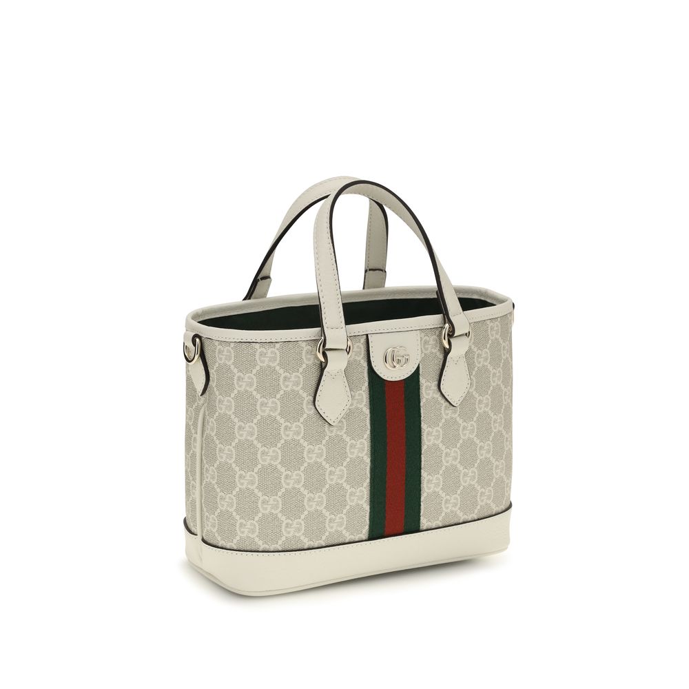 Gucci Beige and White GG Canvas Ophidia Small Tote Bag
