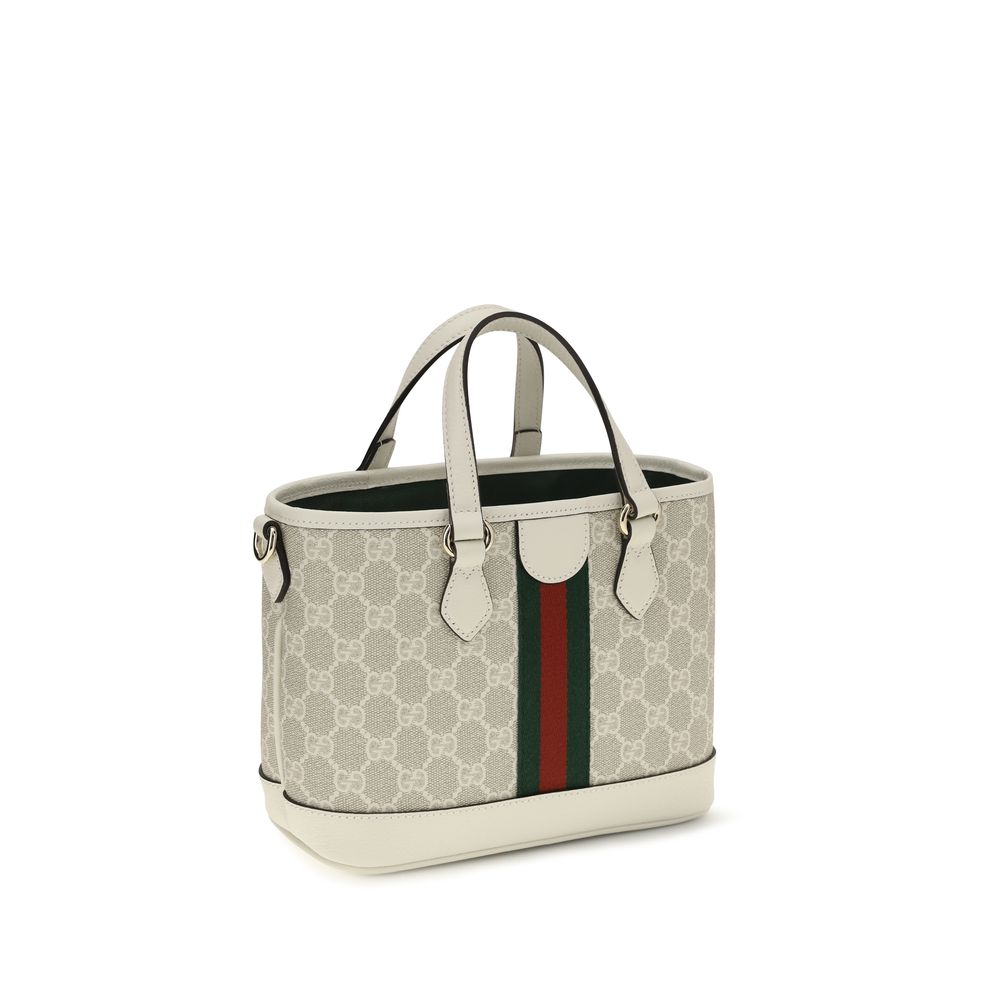 Gucci Beige and White GG Canvas Ophidia Small Tote Bag