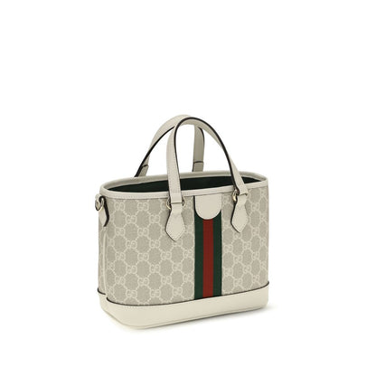 Gucci Beige and White GG Canvas Ophidia Small Tote Bag