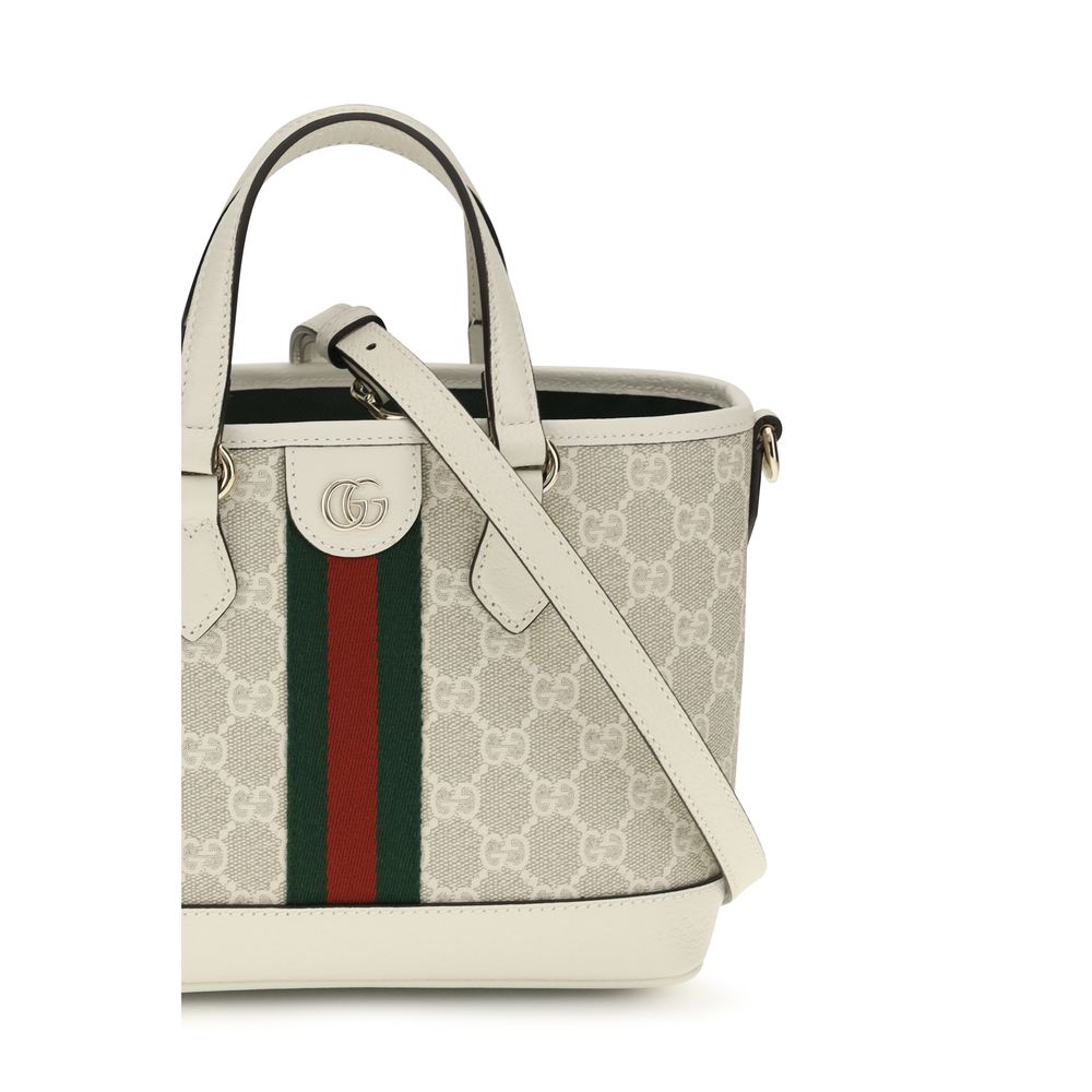 Gucci Beige and White GG Canvas Ophidia Small Tote Bag