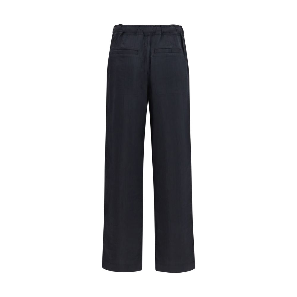 Marant Etoile Black Viscose Casual Pants with Belt