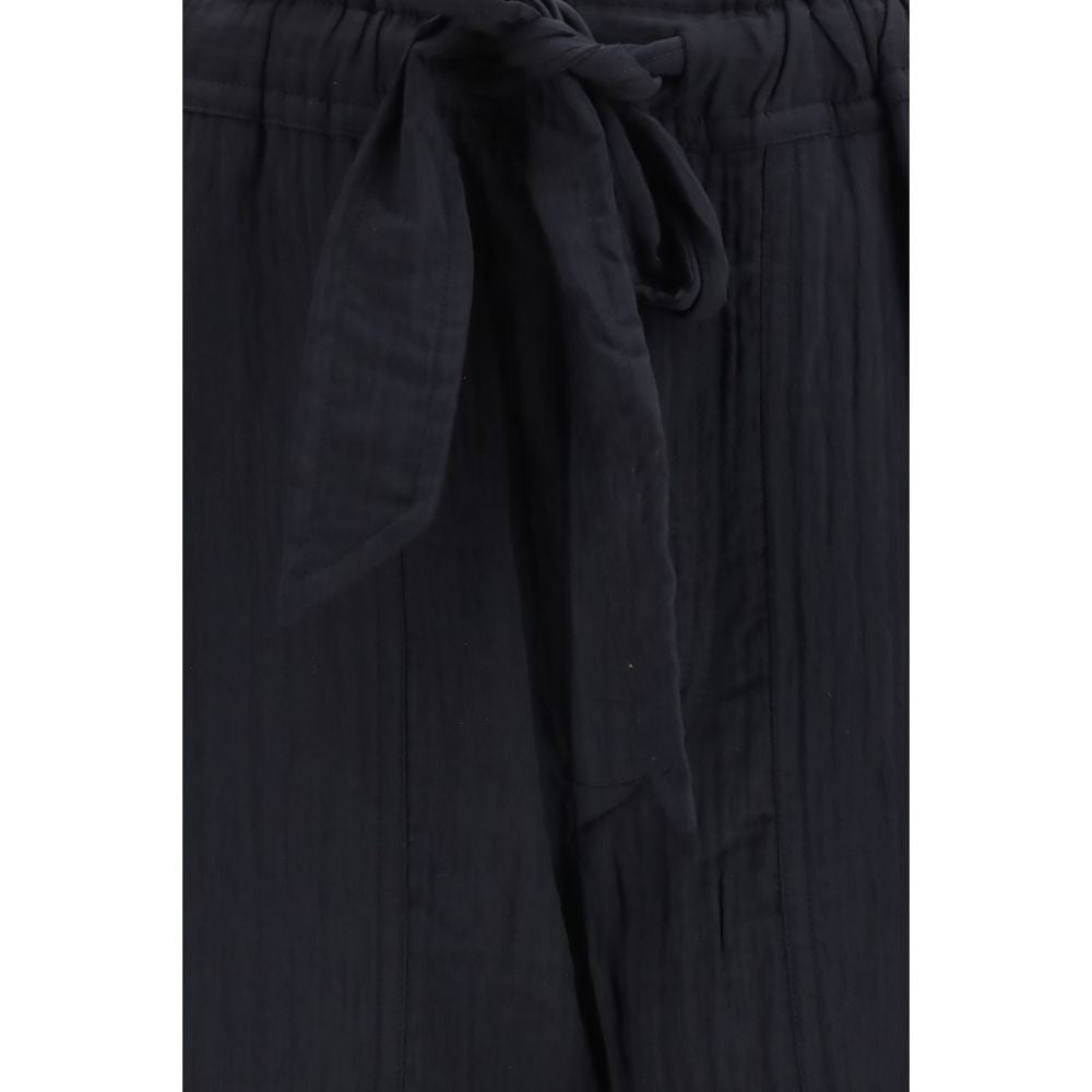 Marant Etoile Black Viscose Casual Pants with Belt