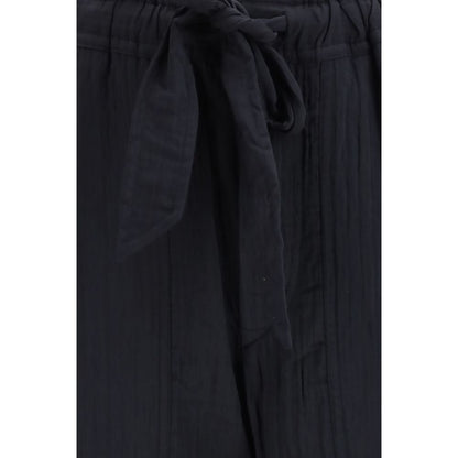 Marant Etoile Black Viscose Casual Pants with Belt
