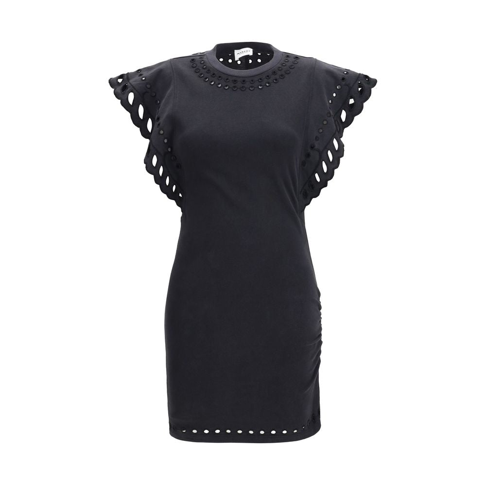Marant Étoile Black Cotton Casual Dress - Broderie Anglaise Delight
