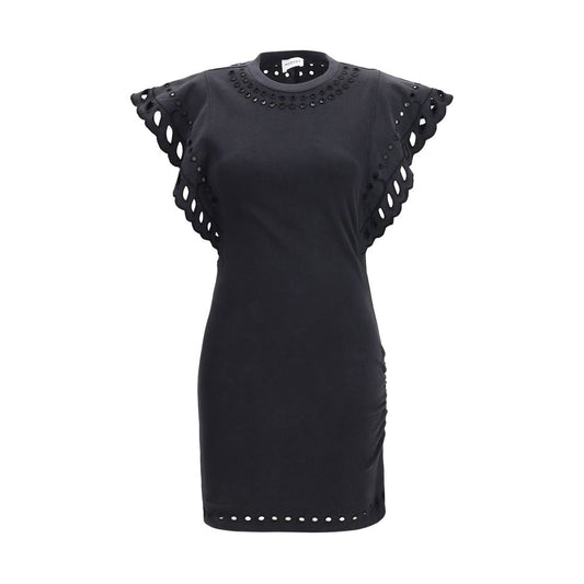 Marant Étoile Black Cotton Casual Dress - Broderie Anglaise Delight