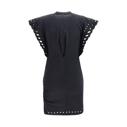 Marant Étoile Black Cotton Casual Dress - Broderie Anglaise Delight