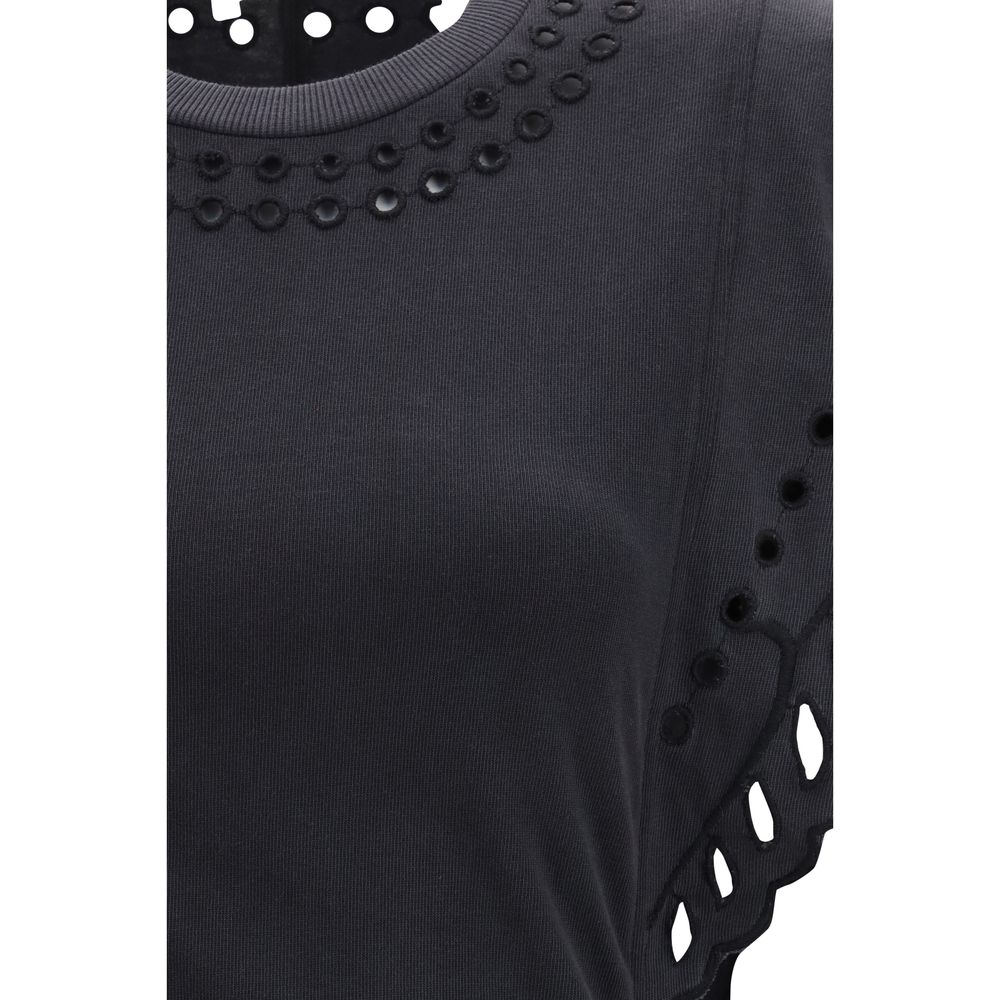 Marant Étoile Black Cotton Casual Dress - Broderie Anglaise Delight