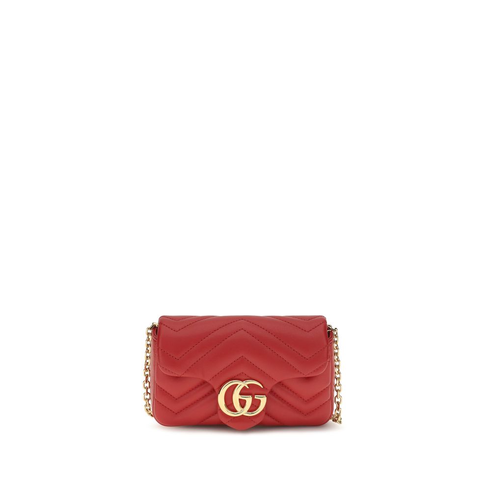 Gucci Red GG Marmont Mini Chevron-Quilted Matelassé Nappa Leather Shoulder Bag