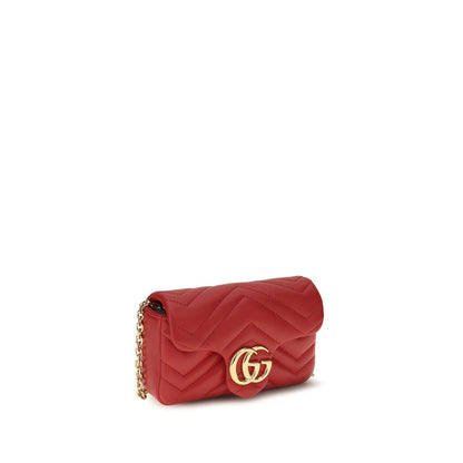 Gucci Red GG Marmont Mini Chevron-Quilted Matelassé Nappa Leather Shoulder Bag