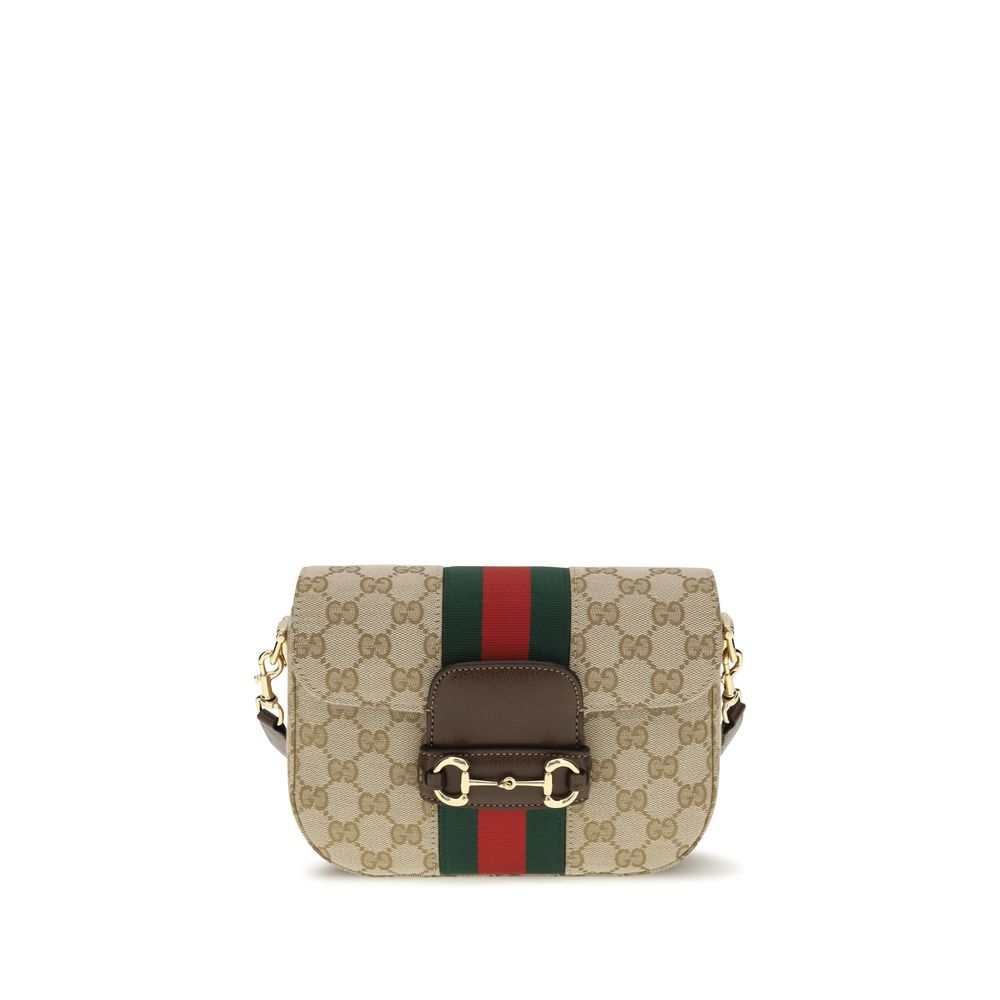 Gucci Beige Small Horsebit 1955 GG Shoulder Bag