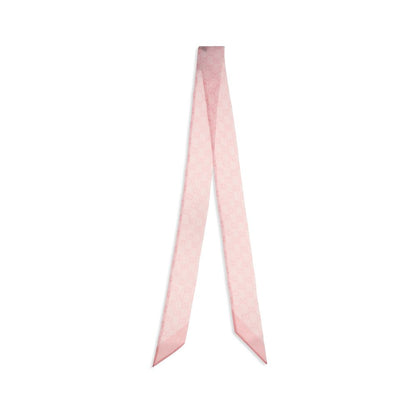 Gucci Pink Silk Twill Ribbon Neck Bow Scarf
