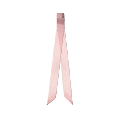 Gucci Pink Silk Twill Ribbon Neck Bow Scarf