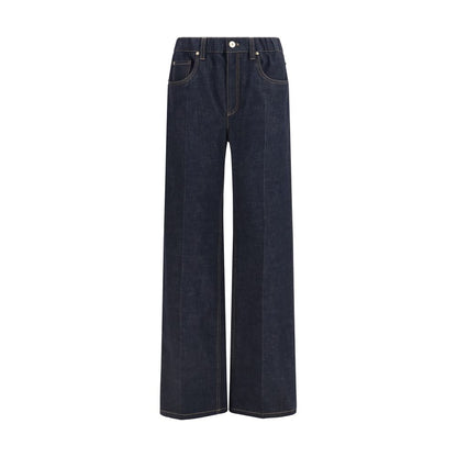 Brunello Cucinelli Blue Cotton Palazzo Denim Pants