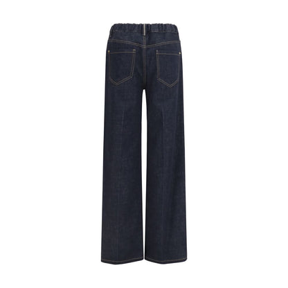 Brunello Cucinelli Blue Cotton Palazzo Denim Pants