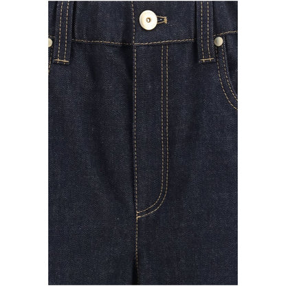 Brunello Cucinelli Blue Cotton Palazzo Denim Pants