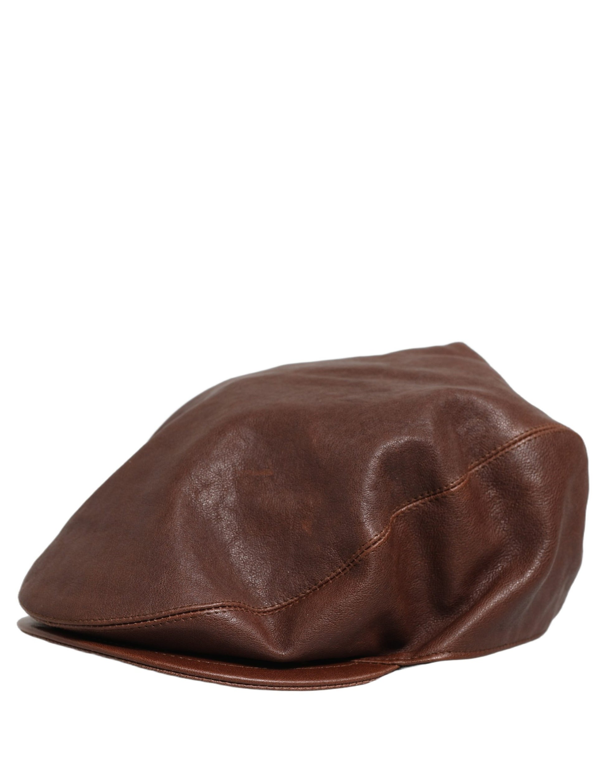 Dolce & Gabbana Men's Brown Lamb Leather Newsboy Cap