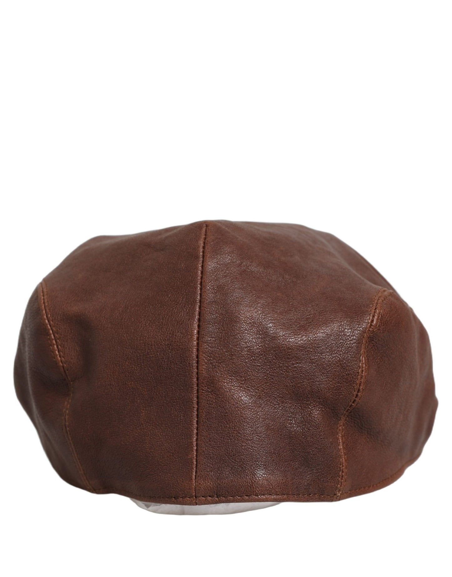 Dolce & Gabbana Men's Brown Lamb Leather Newsboy Cap