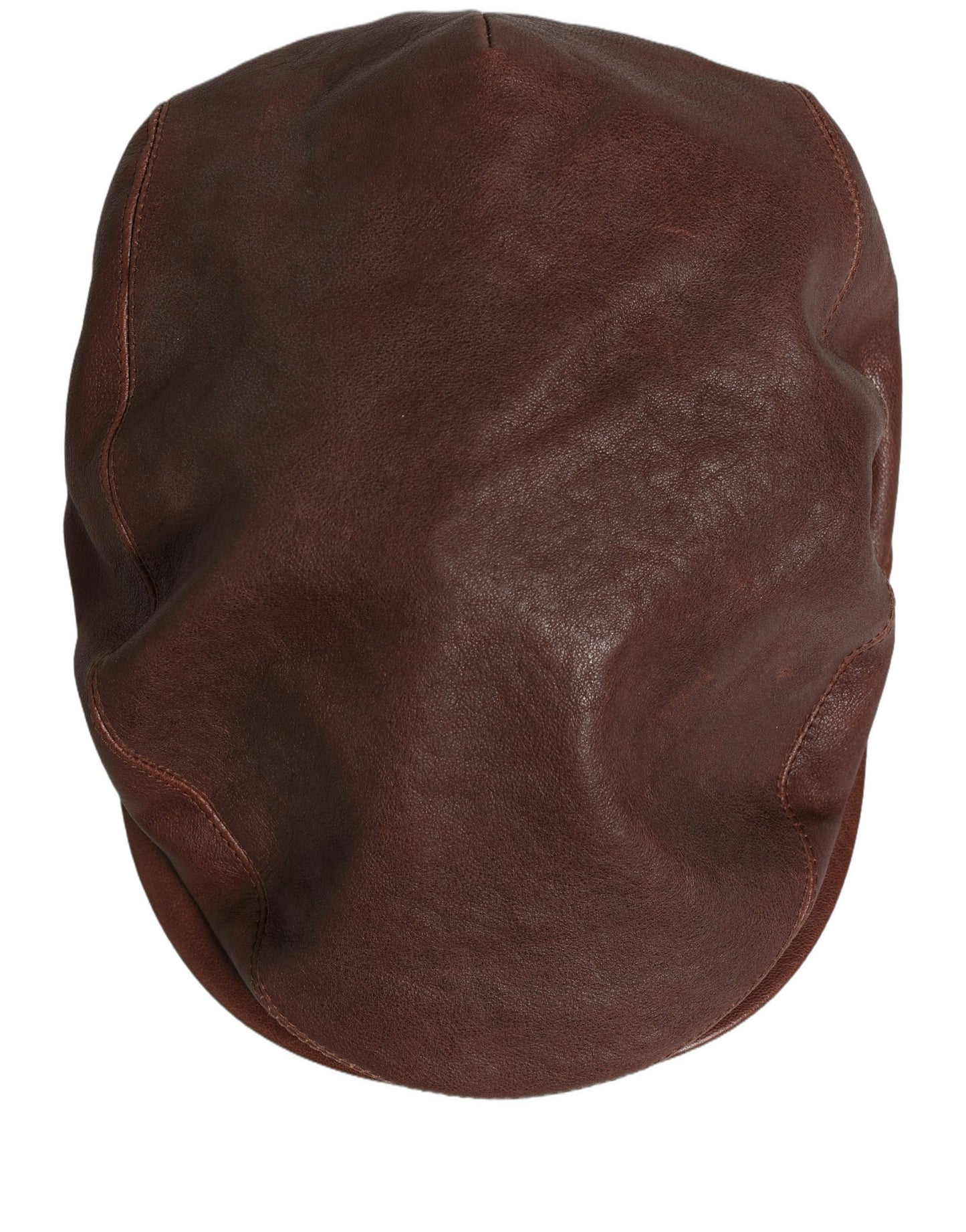 Dolce & Gabbana Men's Brown Lamb Leather Newsboy Cap