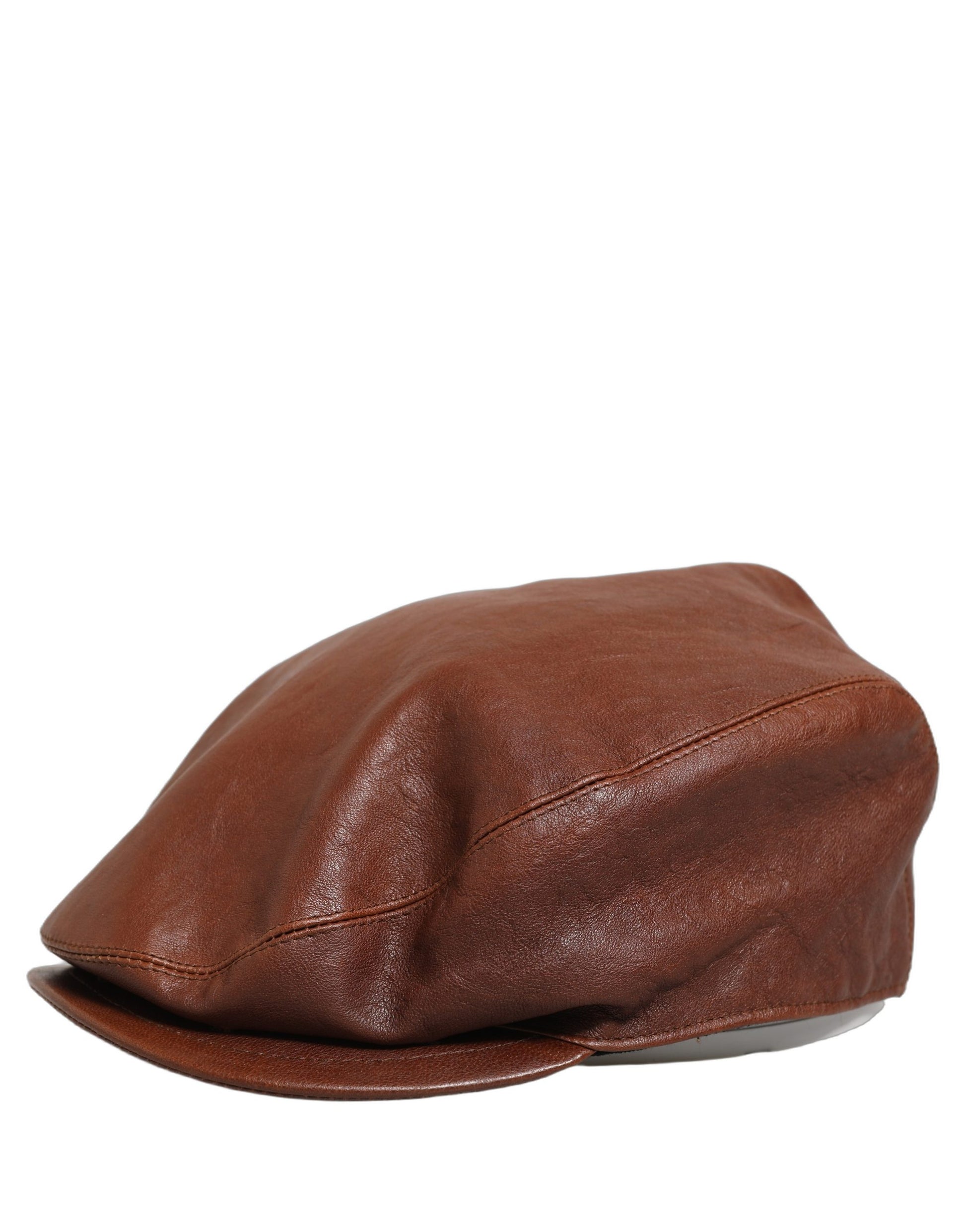 Dolce & Gabbana Brown Lamb Leather Newsboy Cap