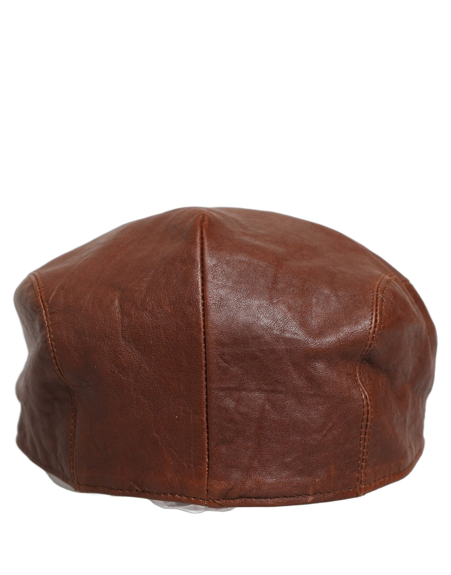 Dolce & Gabbana Brown Lamb Leather Newsboy Cap