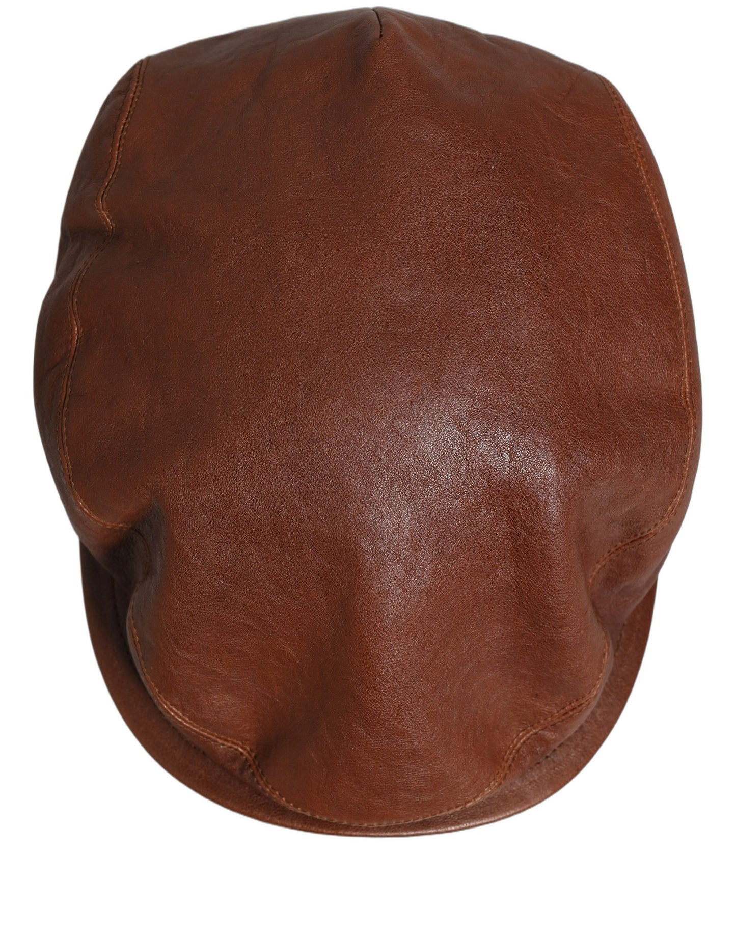 Dolce & Gabbana Brown Lamb Leather Newsboy Cap