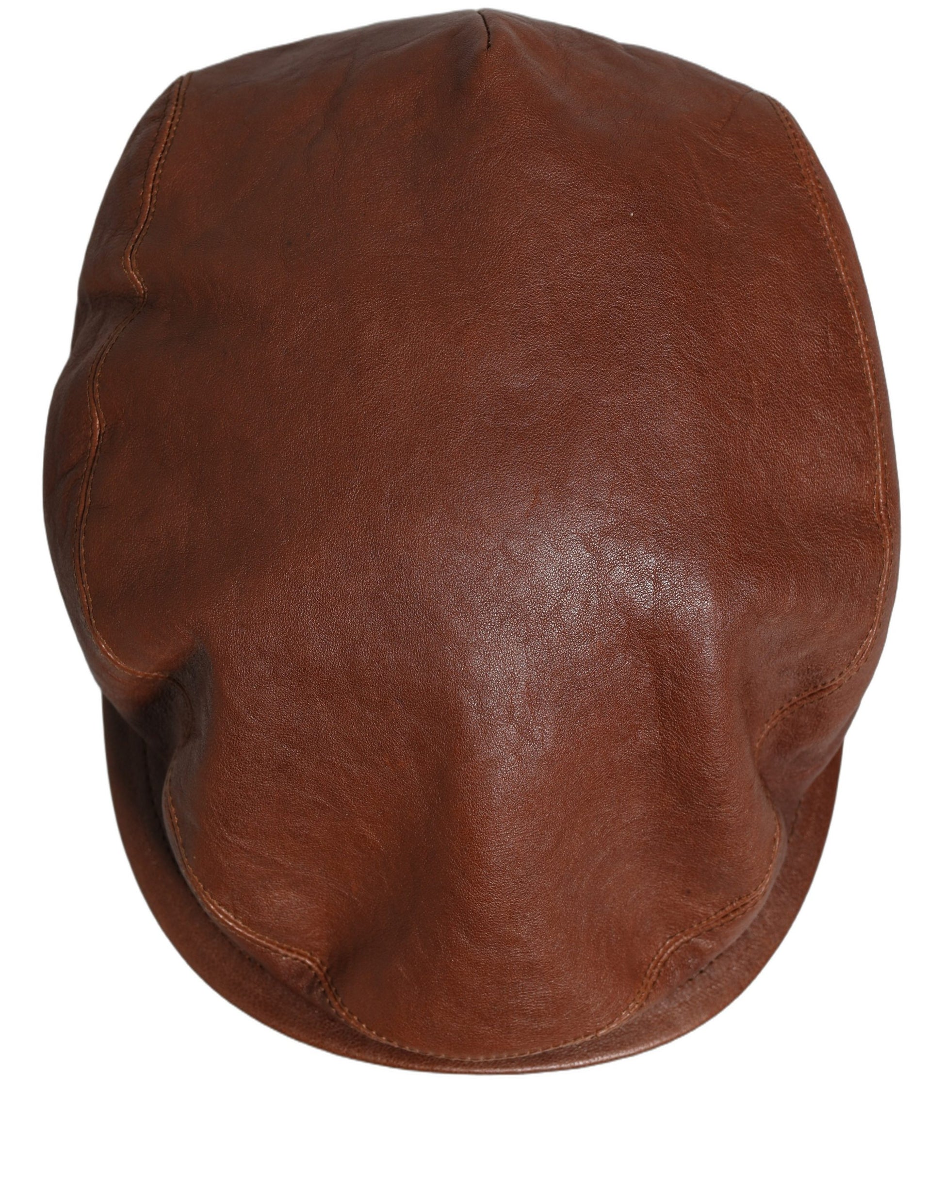 Dolce & Gabbana Brown Lamb Leather Newsboy Cap