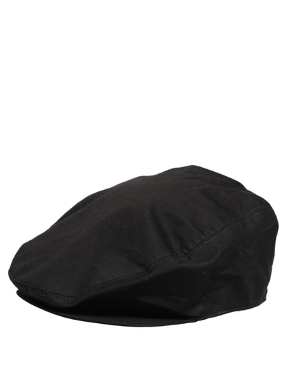 Dolce & Gabbana Men Black Cotton Stretch Newsboy Cap