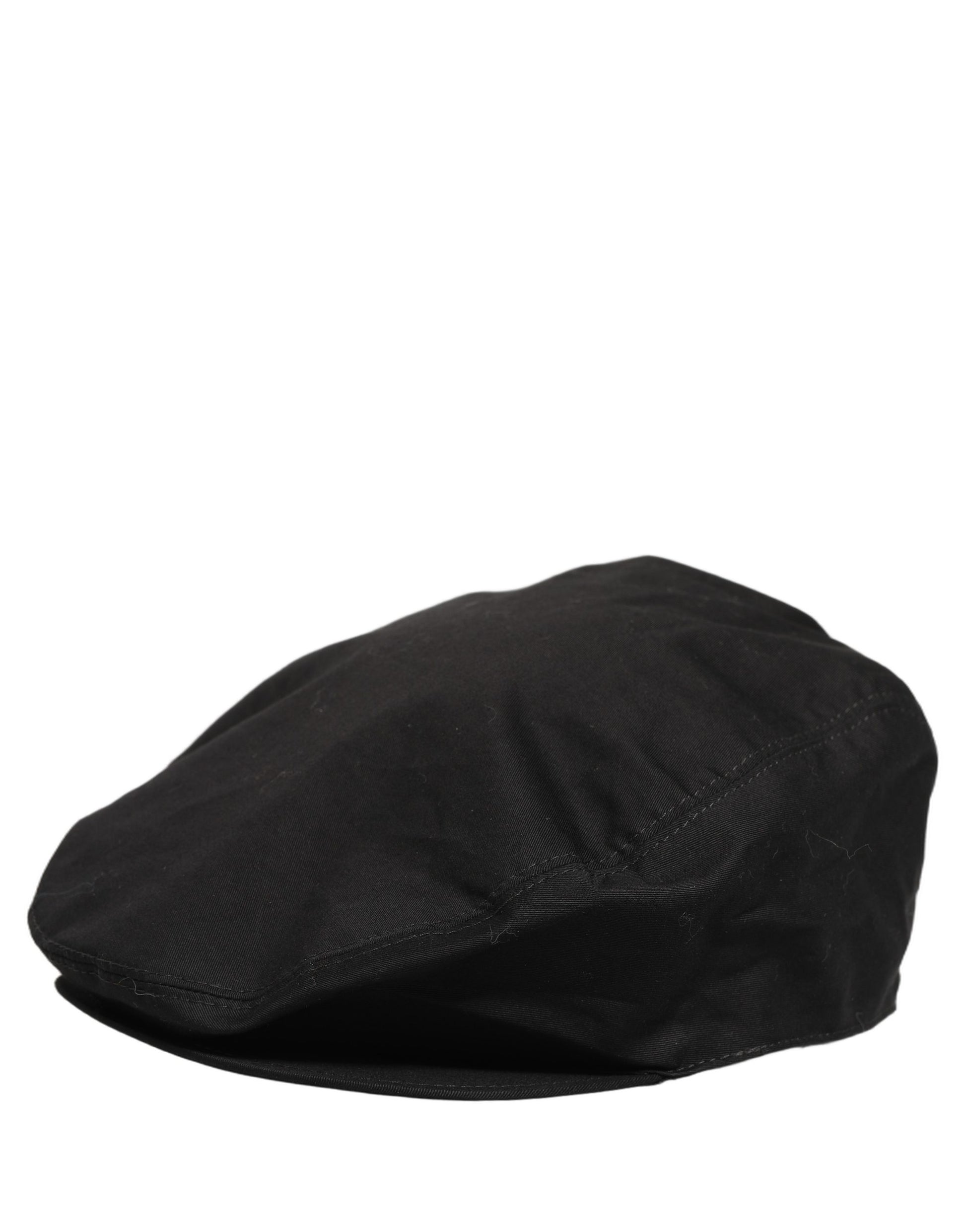 Dolce & Gabbana Men Black Cotton Stretch Newsboy Cap