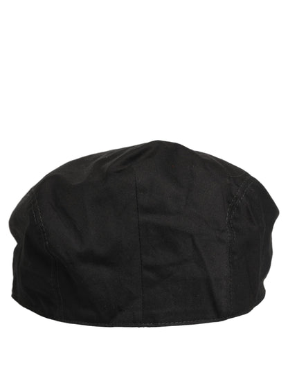 Dolce & Gabbana Men Black Cotton Stretch Newsboy Cap