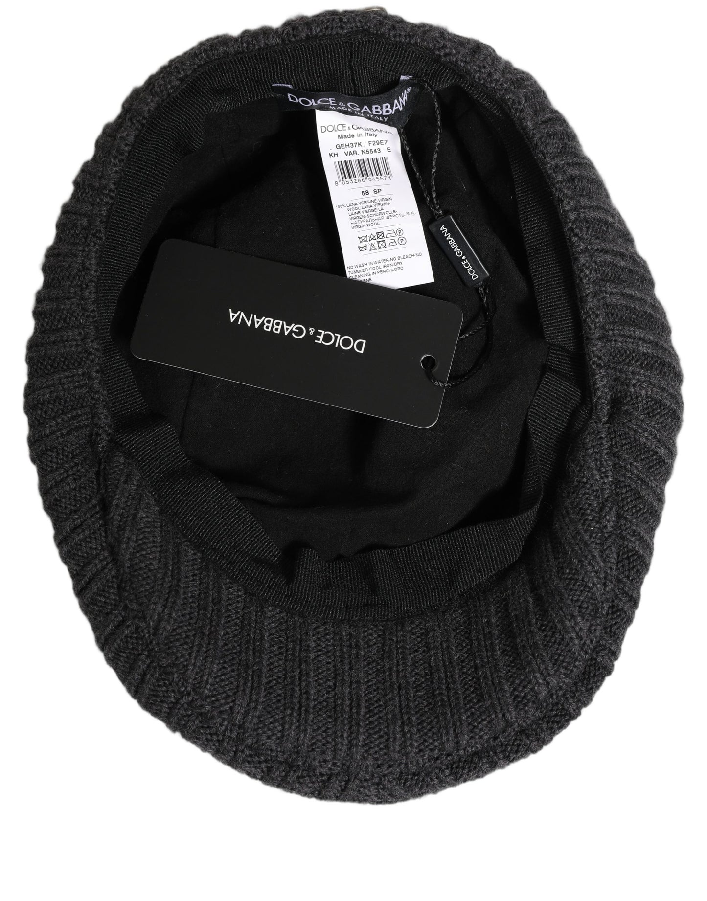 Dolce & Gabbana Men’s Dark Gray Wool Knitted Newsboy Capello Hat