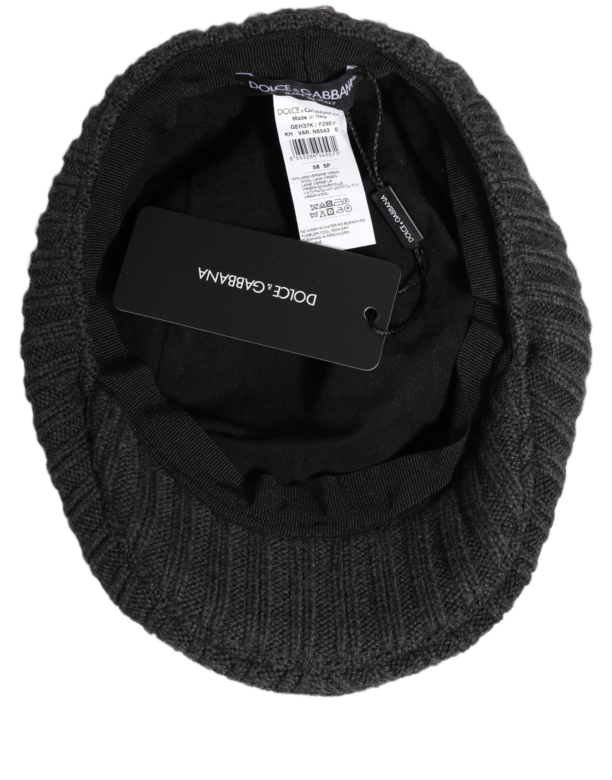 Dolce & Gabbana Men’s Dark Gray Wool Knitted Newsboy Capello Hat