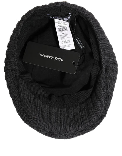 Dolce & Gabbana Men’s Dark Gray Wool Knitted Newsboy Capello Hat