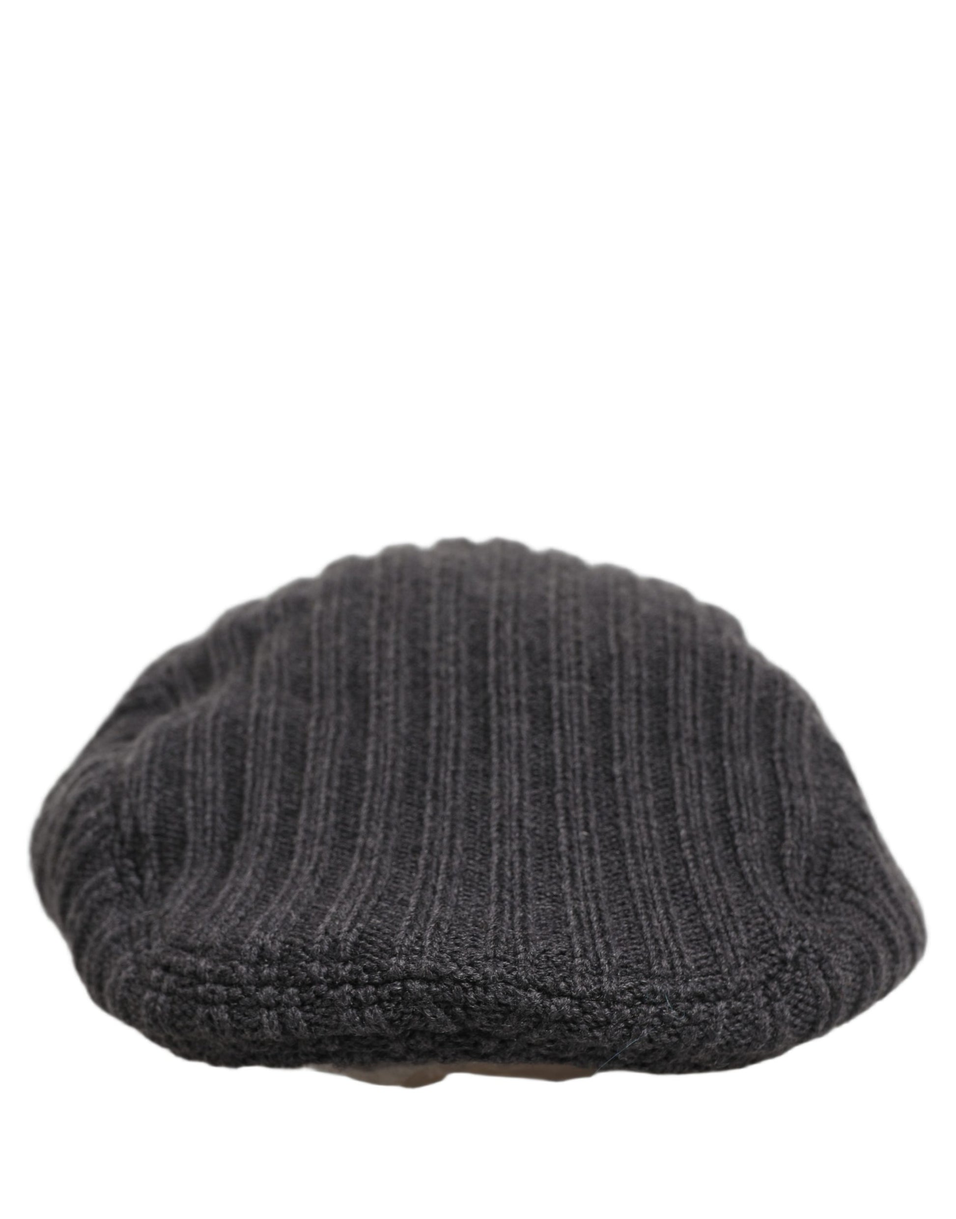 Dolce & Gabbana Men’s Dark Gray Wool Knitted Newsboy Capello Hat
