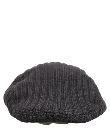 Dolce & Gabbana Men’s Dark Gray Wool Knitted Newsboy Capello Hat