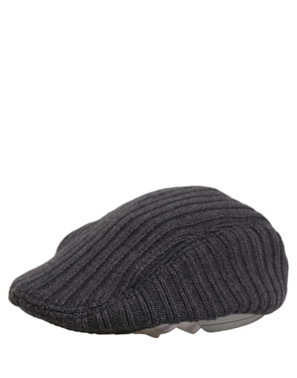 Dolce & Gabbana Men’s Dark Gray Wool Knitted Newsboy Capello Hat