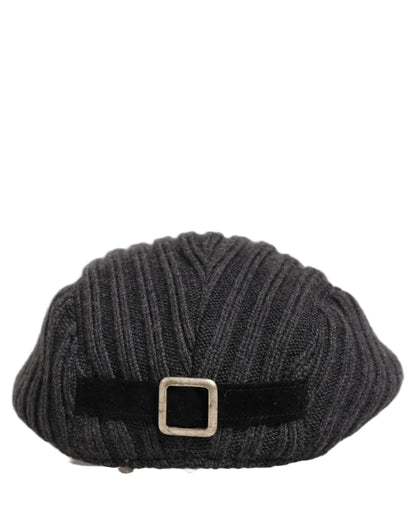 Dolce & Gabbana Men’s Dark Gray Wool Knitted Newsboy Capello Hat