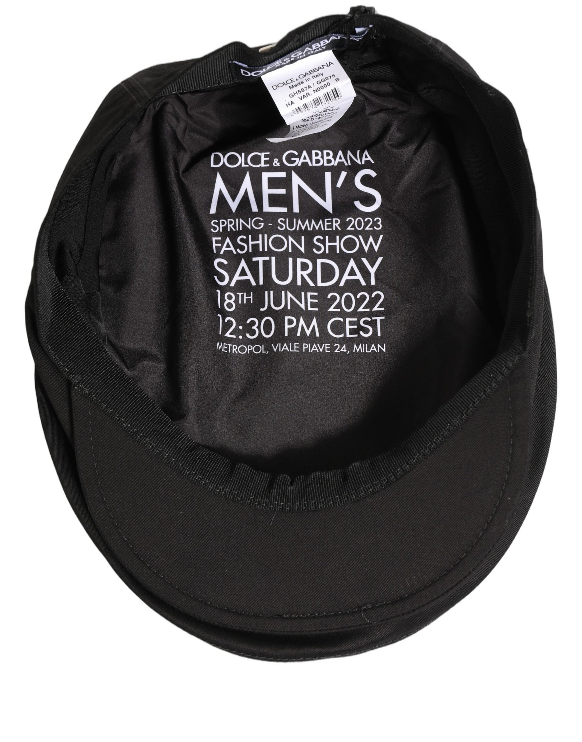 Dolce & Gabbana Men’s Black Cotton Stretch Newsboy Capello Hat