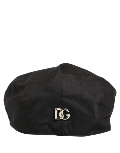 Dolce & Gabbana Men’s Black Cotton Stretch Newsboy Capello Hat