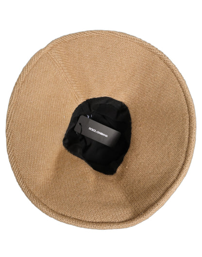 Dolce & Gabbana Brown Cotton Knit Wide-Brim Bucket Hat