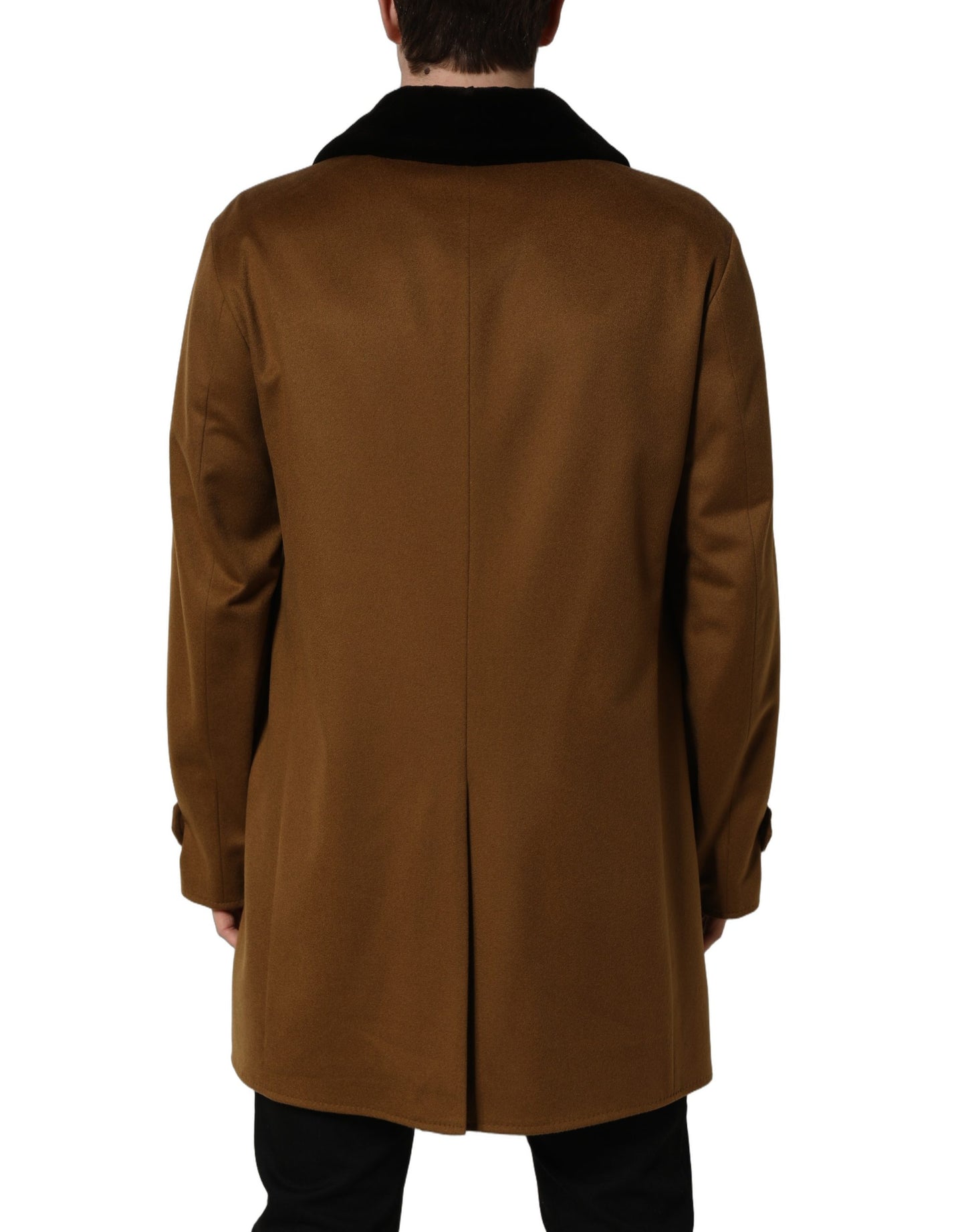 Dolce & Gabbana Brown Cashmere Mink Fur Overcoat Jacket for Men