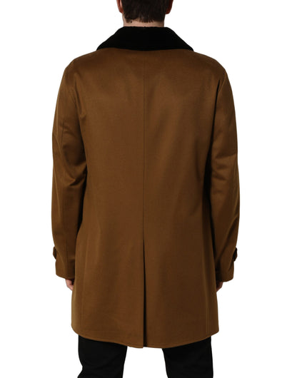 Dolce & Gabbana Brown Cashmere Mink Fur Overcoat Jacket for Men
