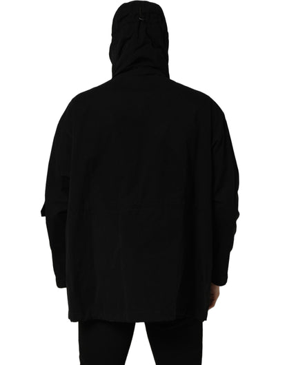 Dolce & Gabbana Black Nylon Hooded Windbreaker Jacket