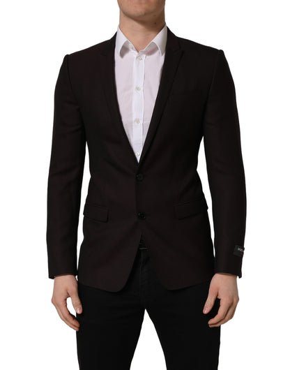 Dolce & Gabbana Brown Wool GOLD Single Breasted Men's Jacket